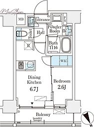 ベルファース八丁堀Ｗｅｓｔ 7階1DKの間取り