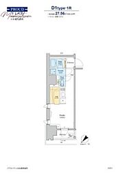 プラウドフラット日本橋馬喰町 ワンルームの間取図画像