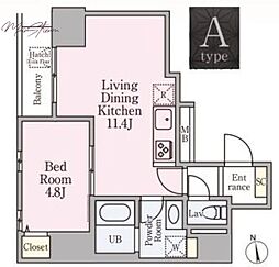 GrandeMaison浅草合羽橋 1LDKの間取図画像