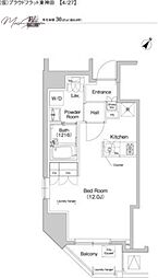 プラウドフラット東神田 ワンルームの間取図画像