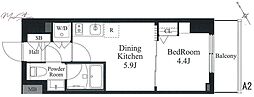ラティエラ秋葉原 1DKの間取図画像