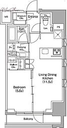 ザ・パークハビオ新御徒町 1LDKの間取図画像