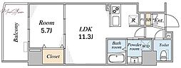 VELAOS HAKUSAN 1LDKの間取図画像