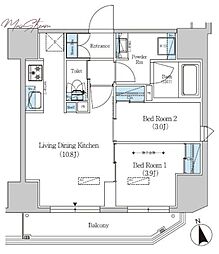 アーバネックス上野 2LDKの間取図画像