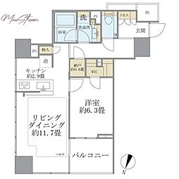 Brillia二番町 1LDKの間取図画像