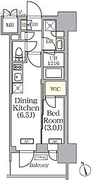 PRIMEGARDEN銀座八丁堀 1DKの間取図画像
