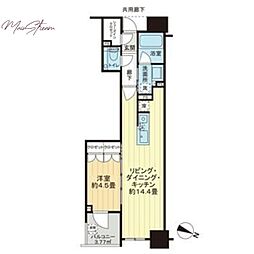 プラウド千代田淡路町 1LDKの間取図画像