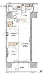 ブランシエスタ浅草蔵前 2LDKの間取図画像