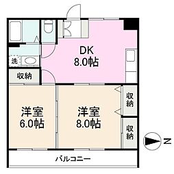 ハグネストA 2DKの間取図画像