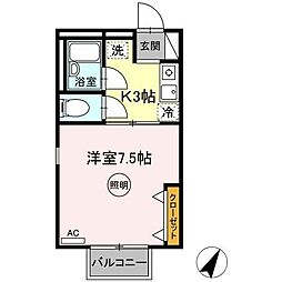 シャトル西春日A 1Kの間取図画像