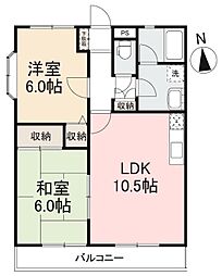 香川県高松市上天神町272-1の賃貸マンション 1階2LDKの間取り