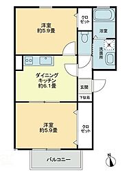 高松琴平電気鉄道長尾線 西前田駅 徒歩7分の賃貸アパート 2階2DKの間取り