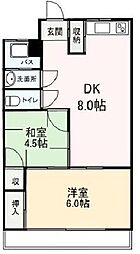 寺町マンション 2DKの間取図画像