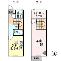 リースランド木太B 1SLDKの間取図画像