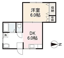 栄光マンション 1DKの間取図画像