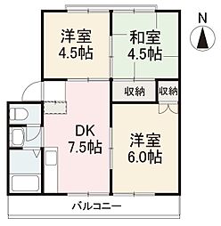 ニュークレインハイツF 3DKの間取図画像