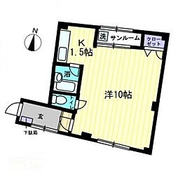 宮脇第15マンション 1Kの間取図画像