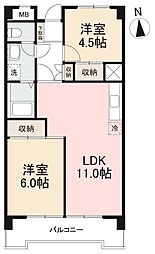 オール上福岡 2LDKの間取図画像