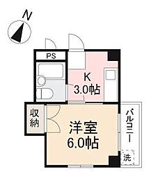 コーポ松岡 1Kの間取図画像