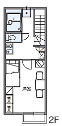 レオパレスルミエール2 1Kの間取図画像