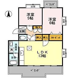 ピュアハイツ 2LDKの間取図画像