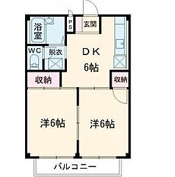 ハイツ岡 2DKの間取図画像