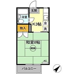 メゾンU 1Kの間取図画像