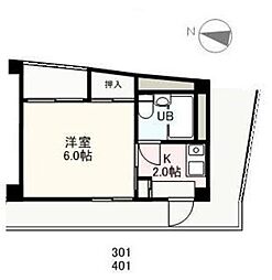 コーポ昭和 1Kの間取図画像