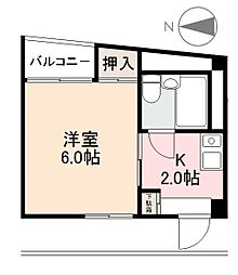 コーポ昭和 1Kの間取図画像
