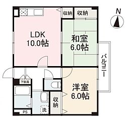 フォブール屋島東 2LDKの間取図画像