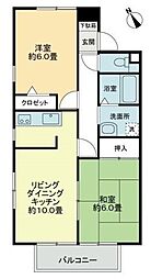 タートルハイツB 2LDKの間取図画像