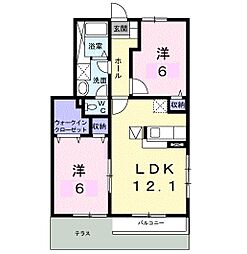 ヴィラージュ1 2LDKの間取図画像