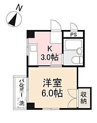 コーポ松岡 1Kの間取図画像