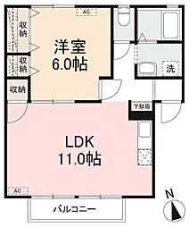 アルカディア屋島A 1LDKの間取図画像