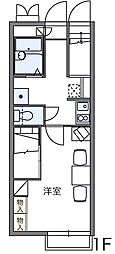 レオパレス栗林・南 1Kの間取図画像
