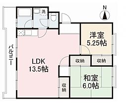 藤田ハイツ 2LDKの間取図画像