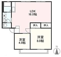 パナハイツ木太A 2LDKの間取図画像