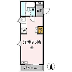 シャインコート福岡町 1Kの間取図画像