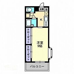 エステート石田A 1Kの間取図画像