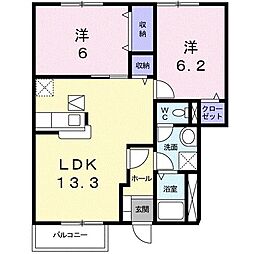 サンブリーゼ東山A棟 2LDKの間取図画像