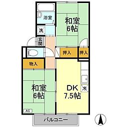 ラフィーネA 2DKの間取図画像