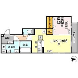 セレノアールB 1LDKの間取図画像