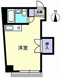 カワニシマンション 1Kの間取図画像