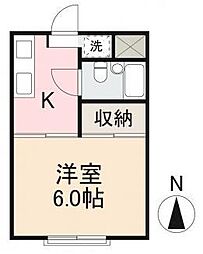 春日Kコーポ 1Kの間取図画像