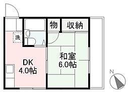 木太ハイツ 1DKの間取図画像