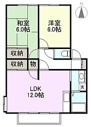 グランコート国分寺A 2LDKの間取図画像