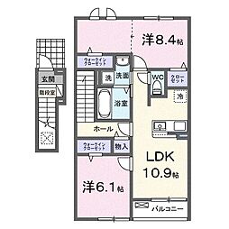 フェリーチェ上林 2LDKの間取図画像
