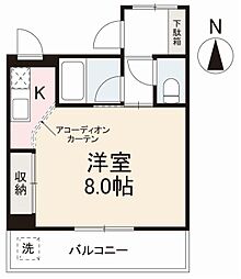バウハウスクボタ 1Kの間取図画像