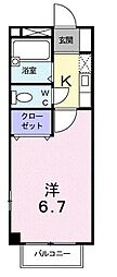 サンミュール木太 1Kの間取図画像