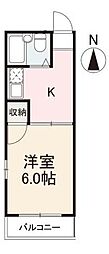 シーパレス浜ノ町 1Kの間取図画像